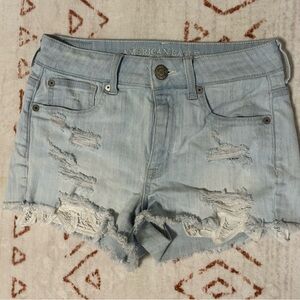 American Eagle Outfitters Blue Distressed Jean Shorts